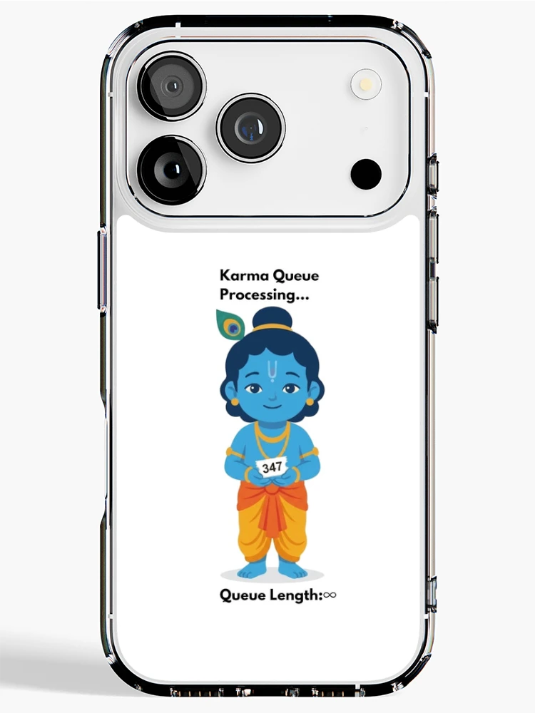 Thumbnail 1 of 5, iPhone Case, Karma Queue Processing | Developer Humor Sticker | Krishna Inspired designed and sold by BhaktiByte.