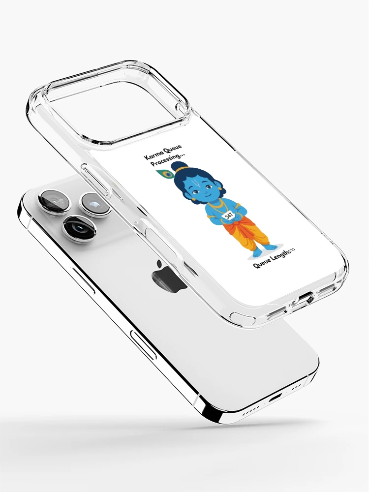 Thumbnail 2 of 5, iPhone Case, Karma Queue Processing | Developer Humor Sticker | Krishna Inspired designed and sold by BhaktiByte.