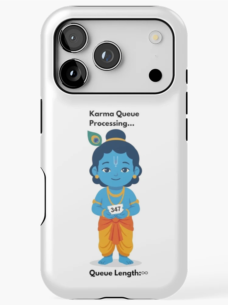 Thumbnail 1 of 4, iPhone Case, Karma Queue Processing | Developer Humor Sticker | Krishna Inspired designed and sold by BhaktiByte.