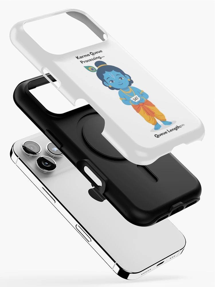 Thumbnail 2 of 4, iPhone Case, Karma Queue Processing | Developer Humor Sticker | Krishna Inspired designed and sold by BhaktiByte.
