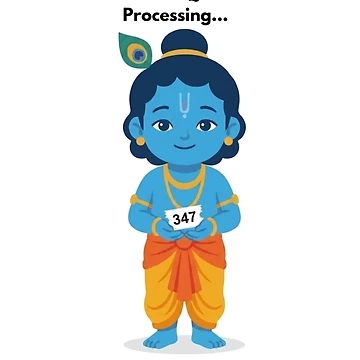 Artwork thumbnail, Karma Queue Processing | Developer Humor Sticker | Krishna Inspired by BhaktiByte