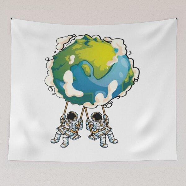Item preview, Two Astronauts Swinging from Planet Earth designed and sold by RoyalDeluxGo.