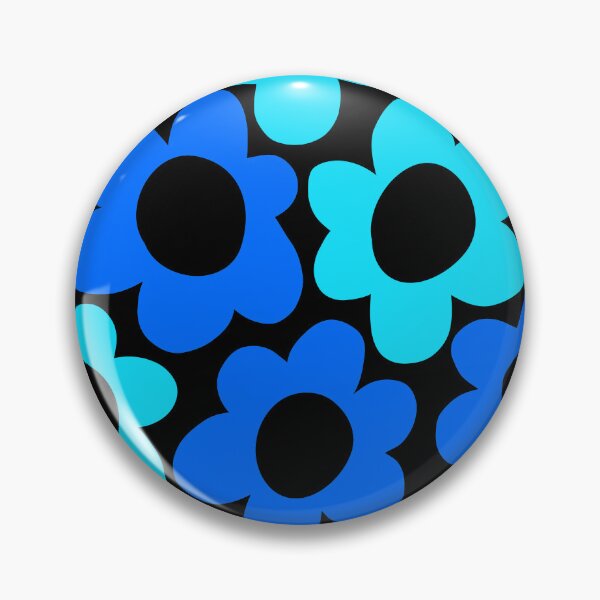Item preview, Retro 1960's Blue And Aqua Flower Pattern On Black designed and sold by DEC02.