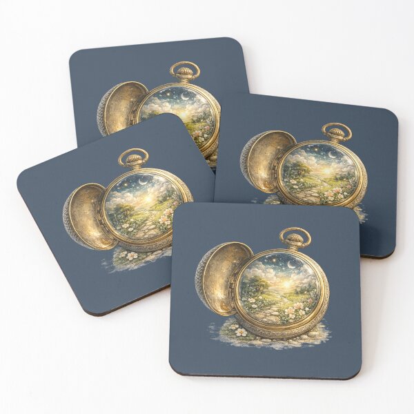 Item preview, Enchanted Pocket Watch Miniature World Watercolor | Magical Cottagecore Fantasy Illustration designed and sold by MagicMakerPh⭐⭐⭐⭐⭐.