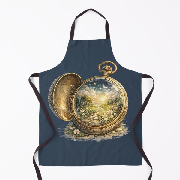 Item preview, Enchanted Pocket Watch Miniature World Watercolor | Magical Cottagecore Fantasy Illustration designed and sold by MagicMakerPh⭐⭐⭐⭐⭐.