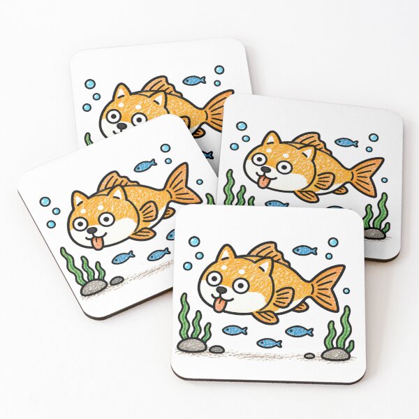 Item preview, Funny Shiba Goldfish Cute Kawaii Dog Fish Hybrid Cartoon Animal designed and sold by Tiny Paw by jojojo Studio.