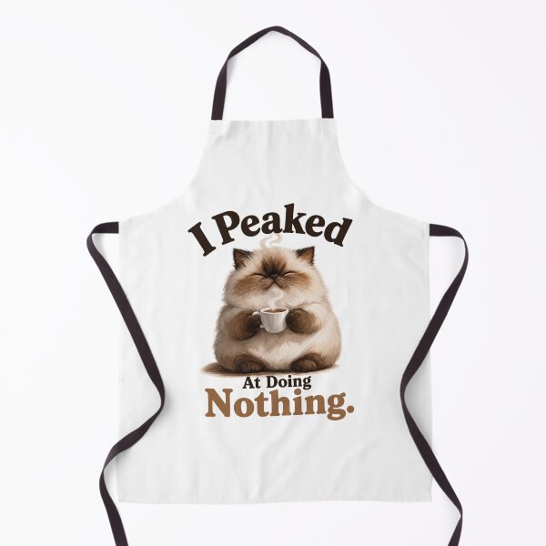 Item preview, I Peaked At Doing Nothing Funny Fluffy Cat Coffee Lazy Humor Sarcastic Art designed and sold by PrintAura15.