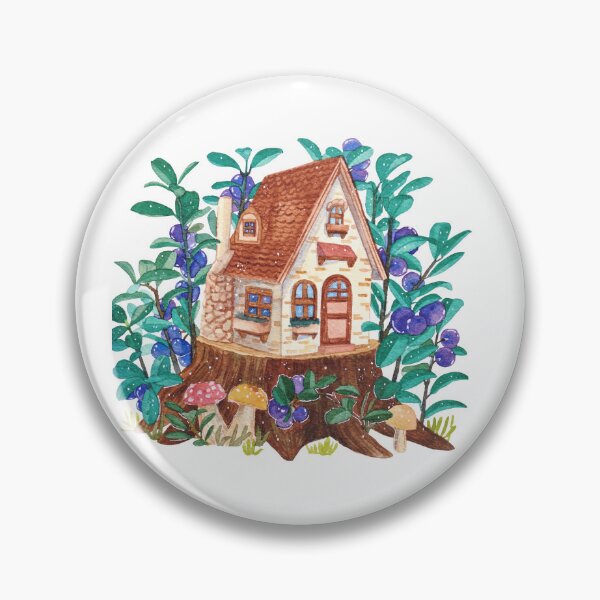 Item preview, Whimsical Blueberry Bushes and Mushrooms Cottage designed and sold by Kikiproject.