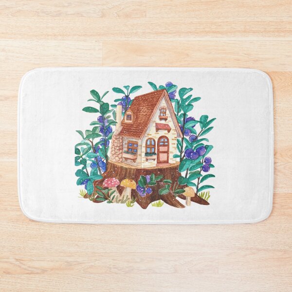 Item preview, Whimsical Blueberry Bushes and Mushrooms Cottage designed and sold by Kikiproject.