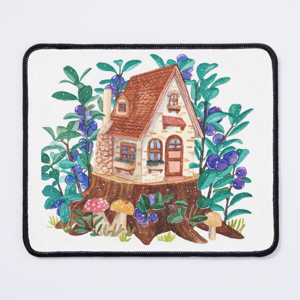 Item preview, Whimsical Blueberry Bushes and Mushrooms Cottage designed and sold by Kikiproject.