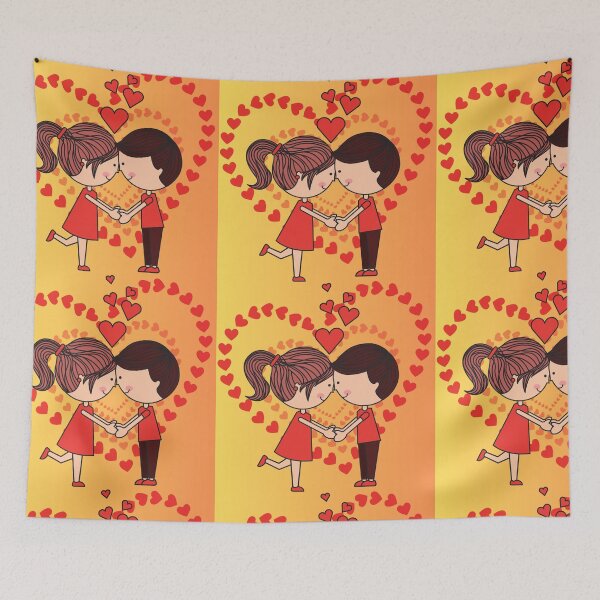Item preview, Cute Cartoon Couple in Love - Romantic Hearts Valentine Design designed and sold by ranivibes008.