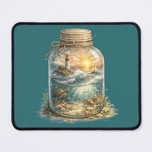 Item preview, Miniature Ocean in a Mason Jar Watercolor | Whimsical Coastal Fantasy Illustration designed and sold by MagicMakerPh⭐⭐⭐⭐⭐.