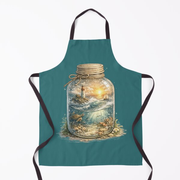 Item preview, Miniature Ocean in a Mason Jar Watercolor | Whimsical Coastal Fantasy Illustration designed and sold by MagicMakerPh⭐⭐⭐⭐⭐.
