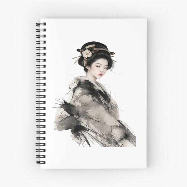 Item preview, Japanese Geisha Ink Wash Art | Elegant Sumi-e Style T-Shirt Design designed and sold by ELVIN DESIGNS.