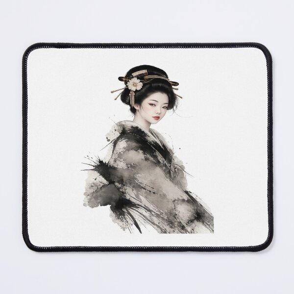 Item preview, Japanese Geisha Ink Wash Art | Elegant Sumi-e Style T-Shirt Design designed and sold by ELVIN DESIGNS.