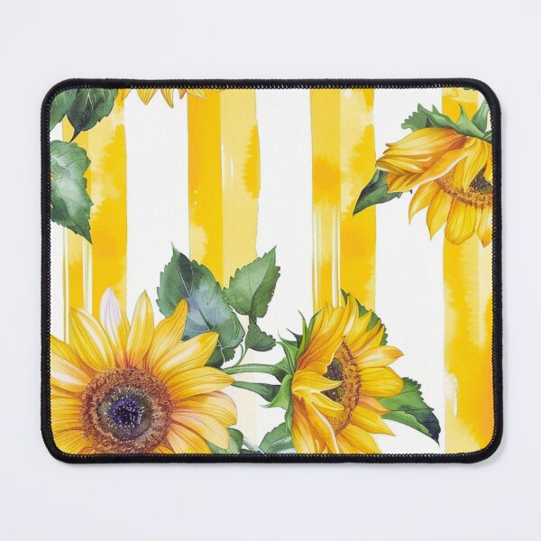 Item preview, Watercolor Sunflower and Yellow Stripes Pattern designed and sold by LinaDesign Store.
