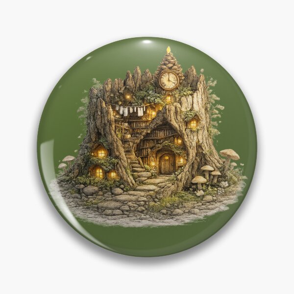 Item preview, Enchanted Tree Stump Village Watercolor | Magical Cottagecore Woodland Illustration designed and sold by MagicMakerPh⭐⭐⭐⭐⭐.