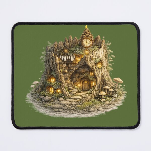 Item preview, Enchanted Tree Stump Village Watercolor | Magical Cottagecore Woodland Illustration designed and sold by MagicMakerPh⭐⭐⭐⭐⭐.