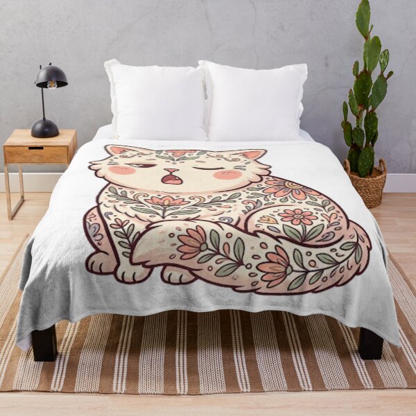 Item preview, Cute Floral Cat Whimsical Flower Illustration designed and sold by Iampoji.