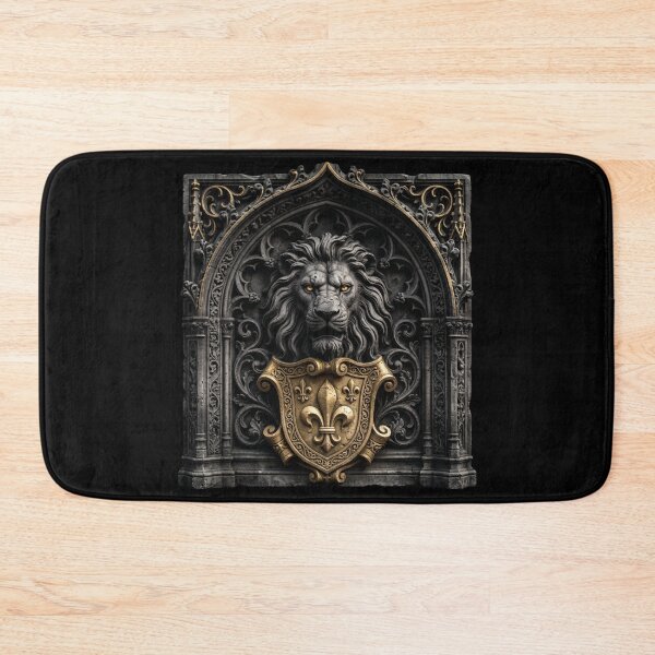 Item preview, Lion Head with Fleur-de-Lis Shield — Gothic Sculpture designed and sold by David Mateo ArtWorks.