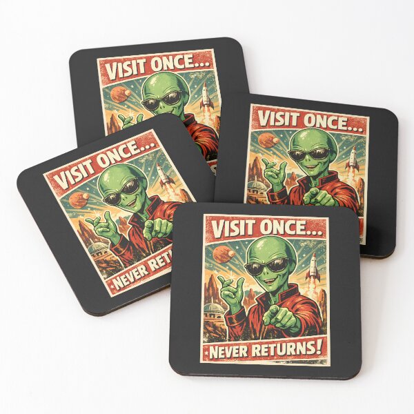 Item preview, Vintage Sci Fi UFO Cool Male Green Alien Poster designed and sold by Genius Geek.