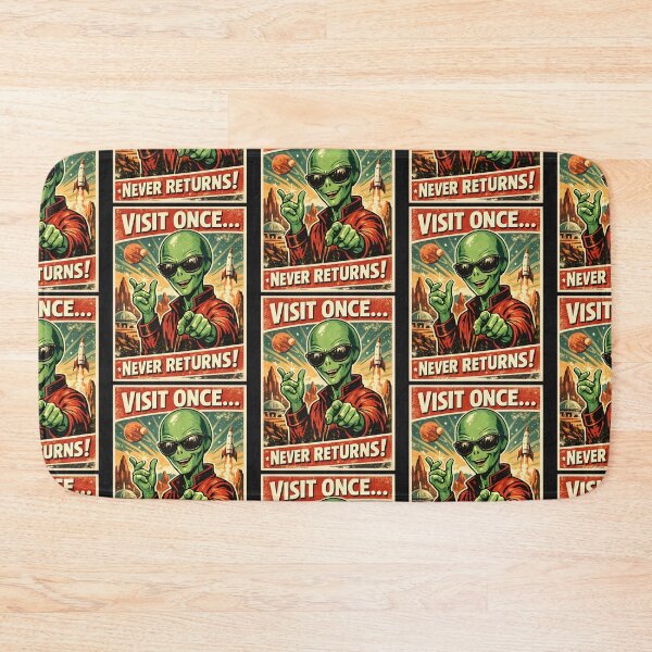 Item preview, Vintage Sci Fi UFO Cool Male Green Alien Poster designed and sold by Genius Geek.