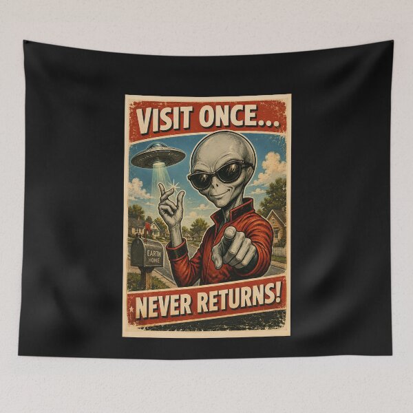Item preview, Vintage Sci Fi UFO Cool Male Gray Alien Poster designed and sold by Genius Geek.