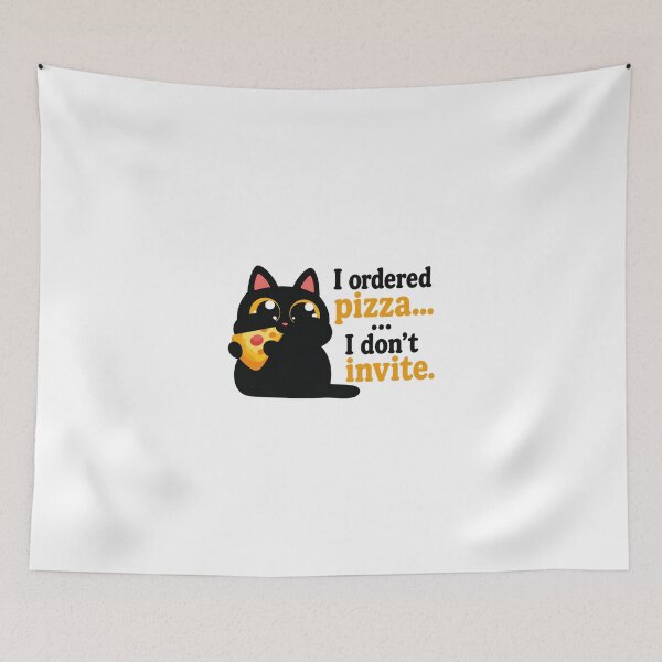 Item preview, I Don't Invite Funny Kawaii Black Cat Pizza Antisocial Humor Sarcastic Art designed and sold by PrintAura15.