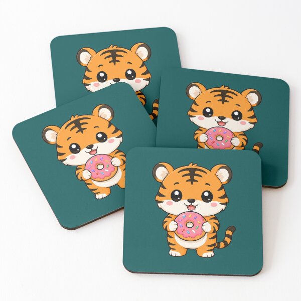 Item preview, Cute Tiger Eating Donut Sweet Treat Cartoon designed and sold by Seculinator.
