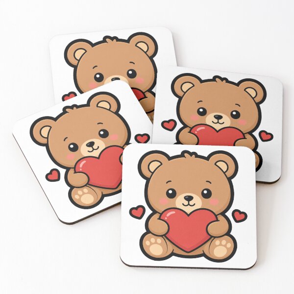 Item preview, Cute Teddy Bear Holding Heart | Kawaii Bear Cartoon | Adorable Love Sticker & T-Shirt Design designed and sold by Lovestickerco.