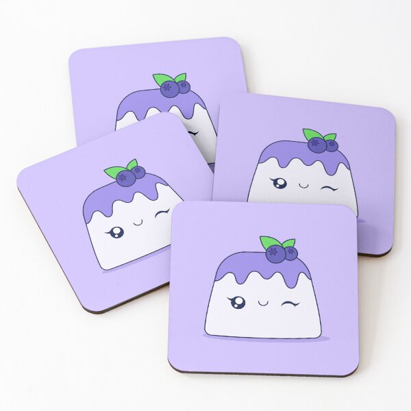 Item preview, Cute Kawaii Blueberry Pudding Dessert Character Illustration Design designed and sold by CozyLittleShop.