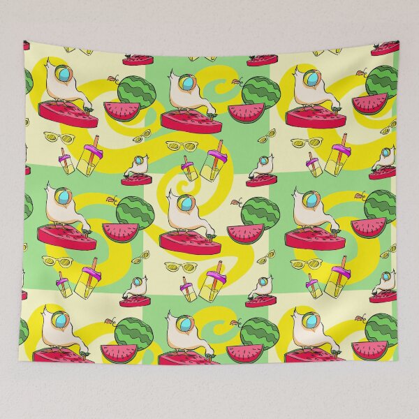 Item preview, Whimsical Summer Duck and Watermelon Seamless Pattern designed and sold by zanaxxer.