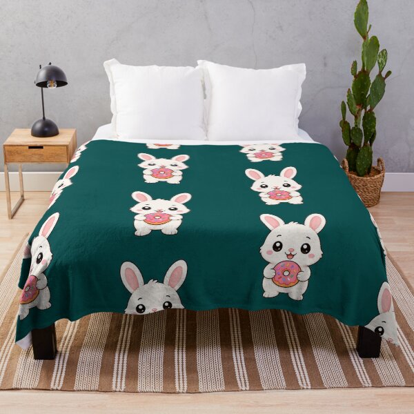 Item preview, Cute Bunny Eating Donut Sweet Treat Cartoon designed and sold by Seculinator.