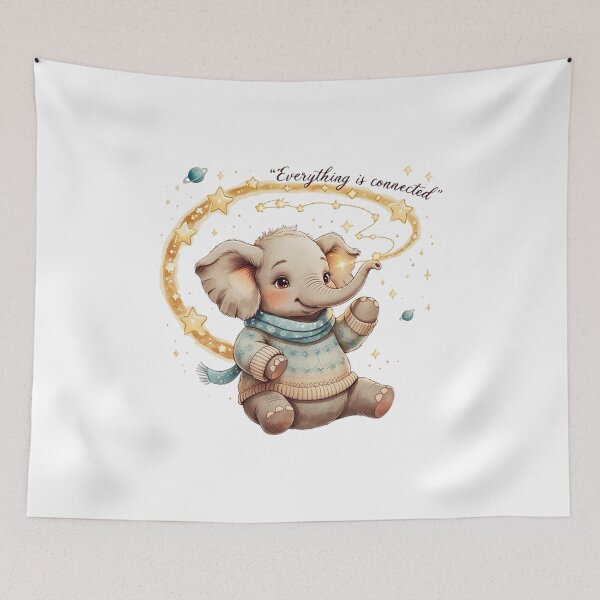 Item preview, Everything Is Connected Cute Vintage Elephant Space Aesthetic designed and sold by AQUILAKREO.