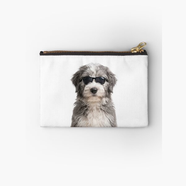 Aperçu de l'œuvre Bébé Bearded Collie mignon portant des lunettes de soleil amusantes créée et vendue par RareLavender.