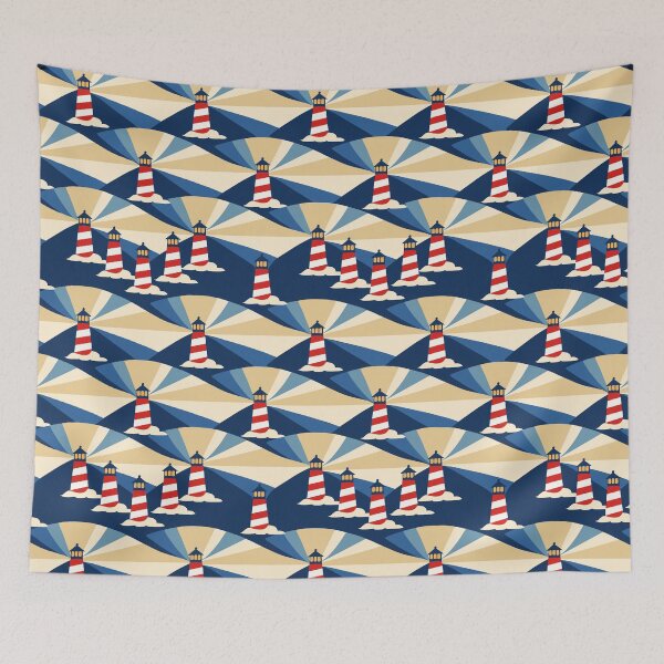 Item preview, Colorful Lighthouse Coastal Lights Pattern designed and sold by Studio Pico.