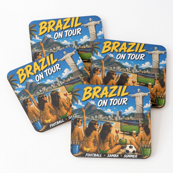 Item preview, Brazil on Tour Summer Football and Samba Beach Retro Art designed and sold by MzunguKanairo.