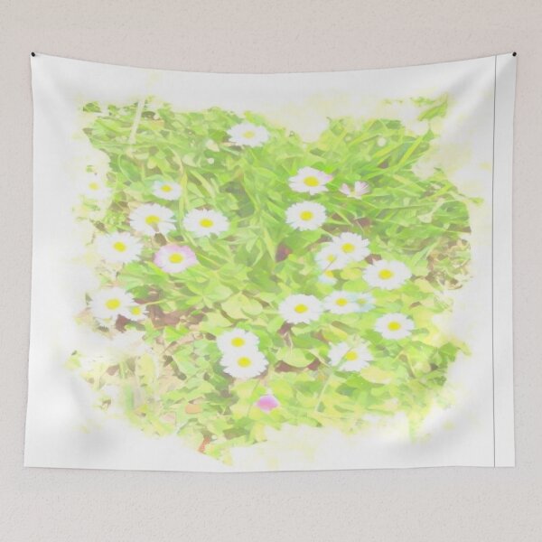 Item preview, Soft Pastel Wild Daisy Meadow Watercolor Vignette designed and sold by BalkanBloom.