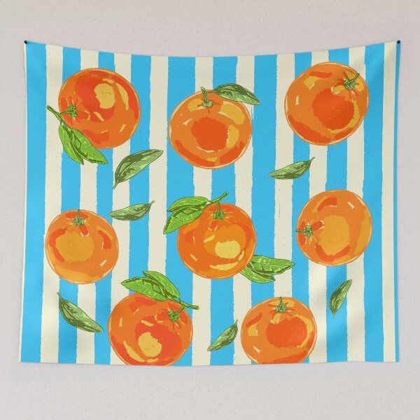 Item preview, Trendy Orange in Stripes Mediterranean Summer Illustration designed and sold by MaiZephyr.