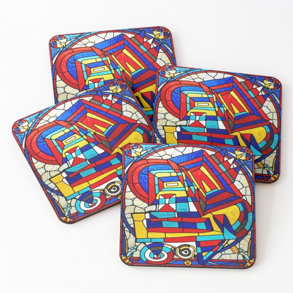 Item preview, mosaic machine stained glass colorful geometric abstract design designed and sold by SmashingDeals.