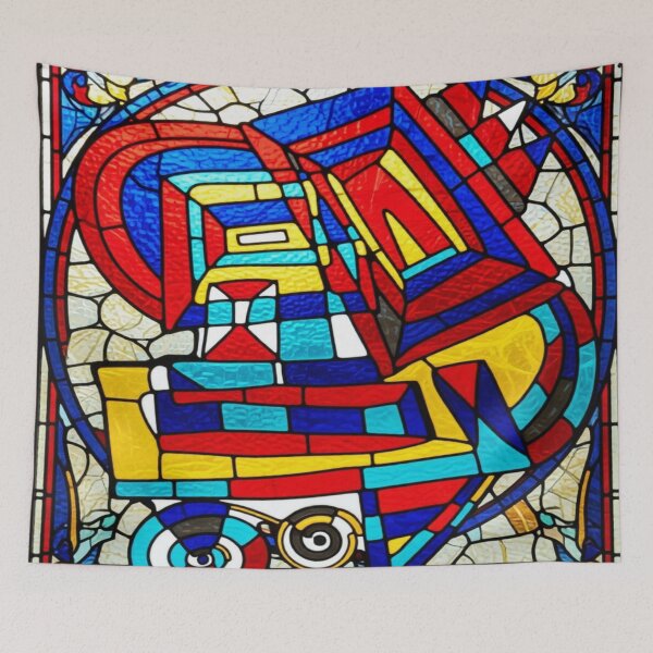 Item preview, mosaic machine stained glass colorful geometric abstract design designed and sold by SmashingDeals.