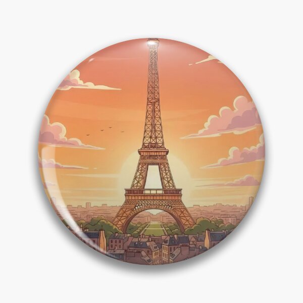 Item preview, Eiffel Tower Paris Sunset Cityscape Illustration designed and sold by BlurBlurDesign.