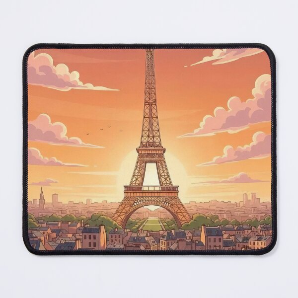 Item preview, Eiffel Tower Paris Sunset Cityscape Illustration designed and sold by BlurBlurDesign.