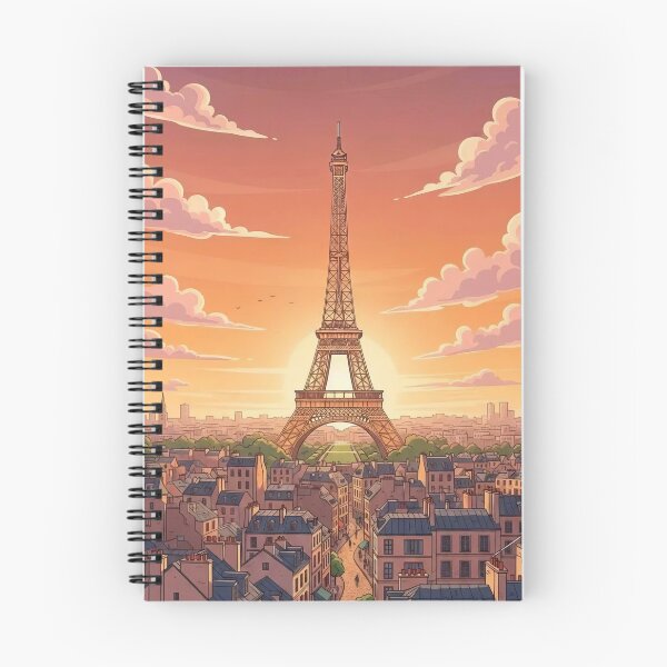 Item preview, Eiffel Tower Paris Sunset Cityscape Illustration designed and sold by BlurBlurDesign.