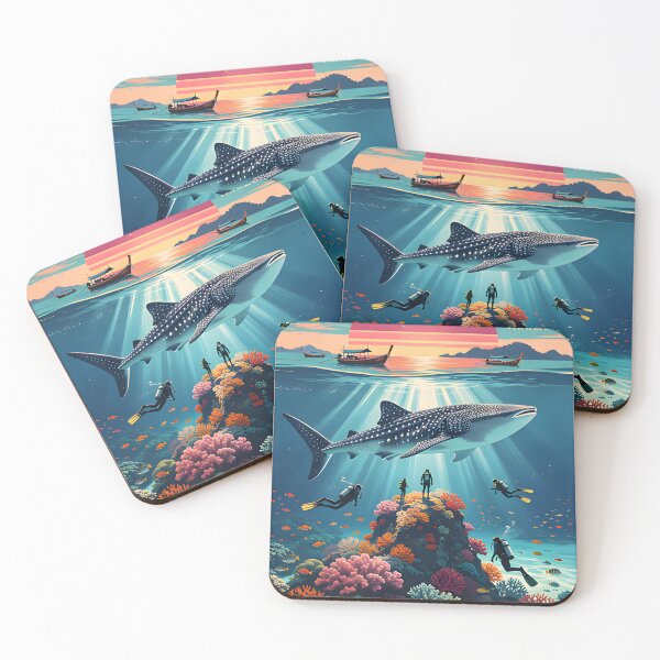 Item preview, RICHELIEU ROCK – Retro Sunset Poster  Retro tropical sunset poster illustration of Richelieu Rock, Andaman Sea, Thailand. designed and sold by Spirit of Siam.