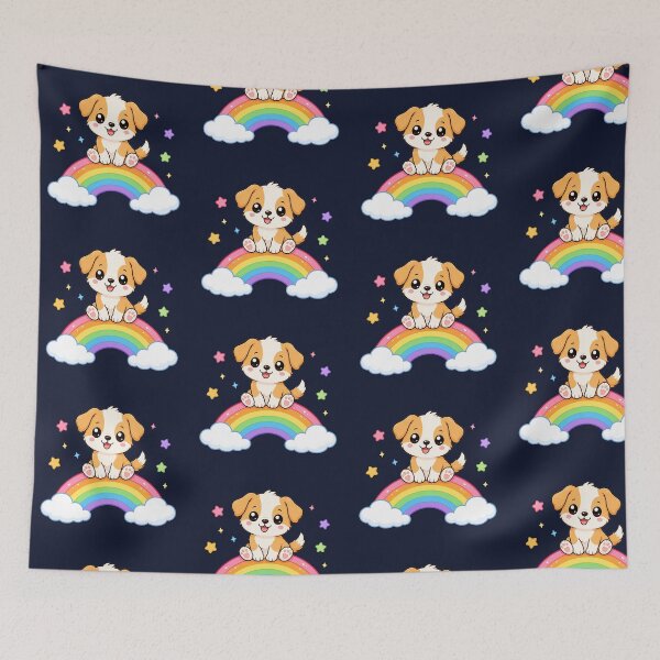 Item preview, Cute Dog Sitting On Rainbow Magic Cartoon designed and sold by Seculinator.