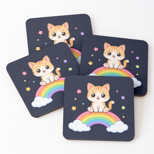 Item preview, Cute Cat Sitting On Rainbow Magic Cartoon designed and sold by Seculinator.