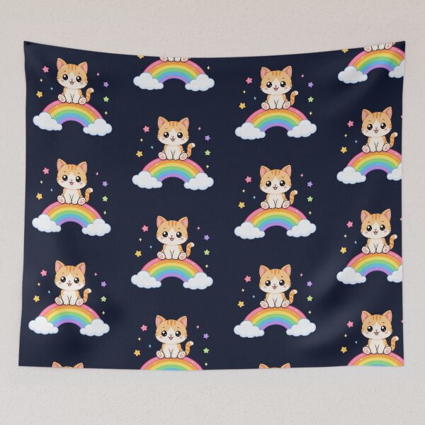 Item preview, Cute Cat Sitting On Rainbow Magic Cartoon designed and sold by Seculinator.