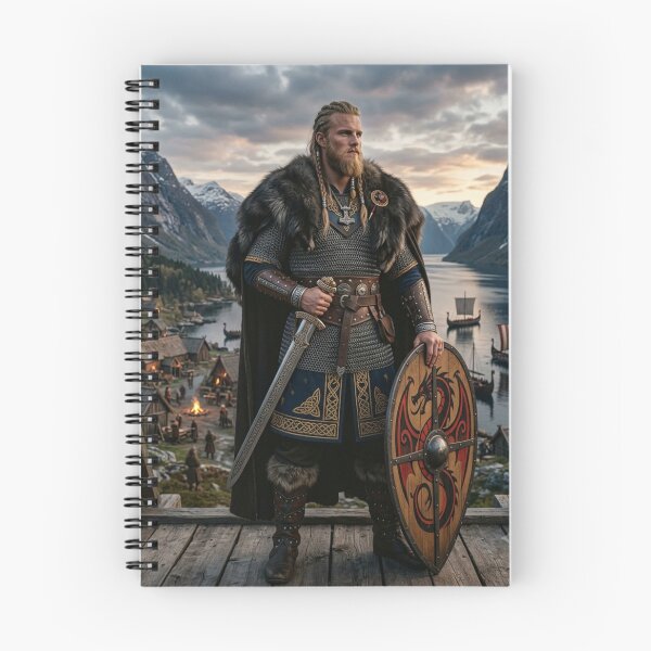 Item preview, Viking Prince Standing in Nordic Fjord designed and sold by RoyalDeluxGo.