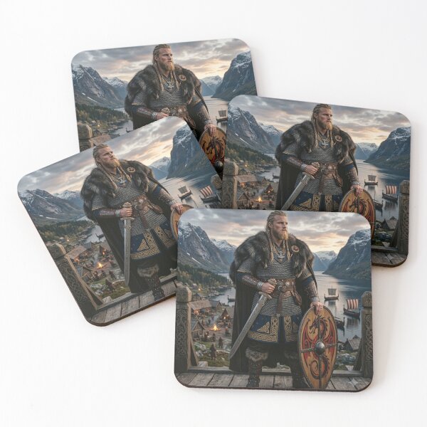 Item preview, Viking Prince Standing in Nordic Fjord designed and sold by RoyalDeluxGo.